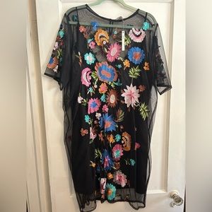 NWT sheer embroidered mini dress